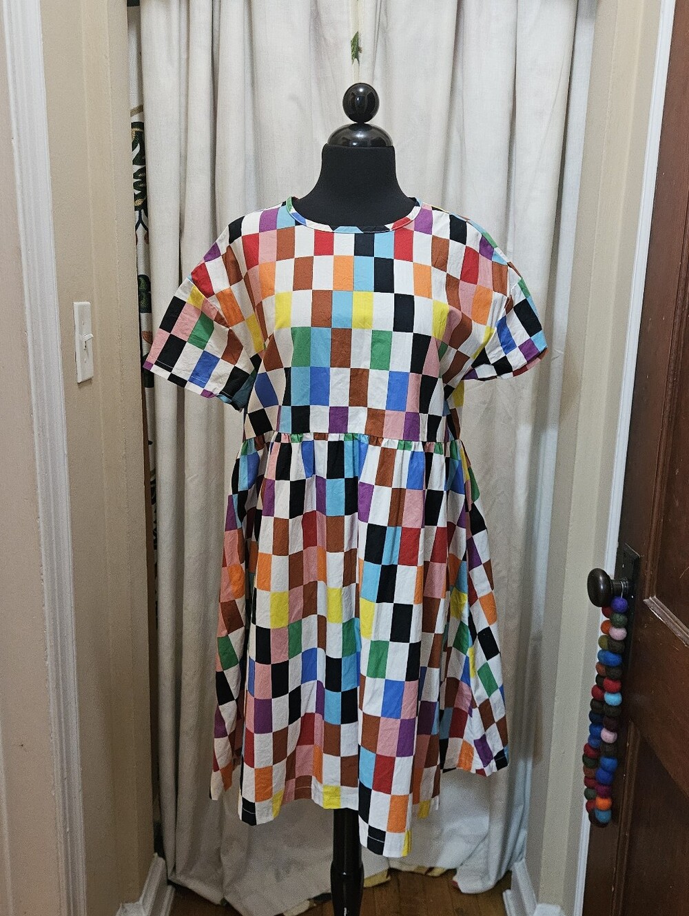 Alice Butts PRIDE Skater Multicolor Checkerboard Adult Dress